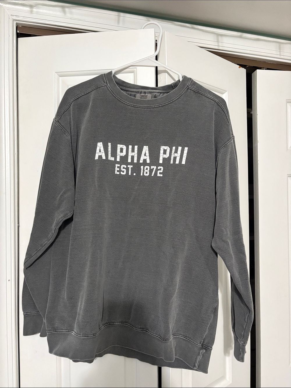 Alpha Phi Comfort Colors Gray Crewneck Sweatshirt